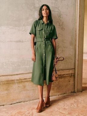 Sezane Raquel Dress Kaki. - Size 46